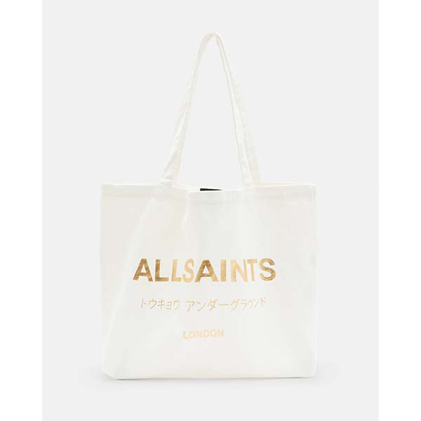 Allsaints Australia Womens Underground Foil Tote Bag White/Gold AU64-243